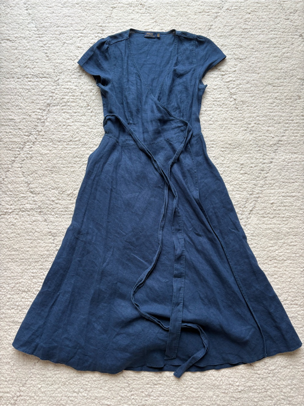 Ralph Lauren Deep Blue Linen Wrap Dress